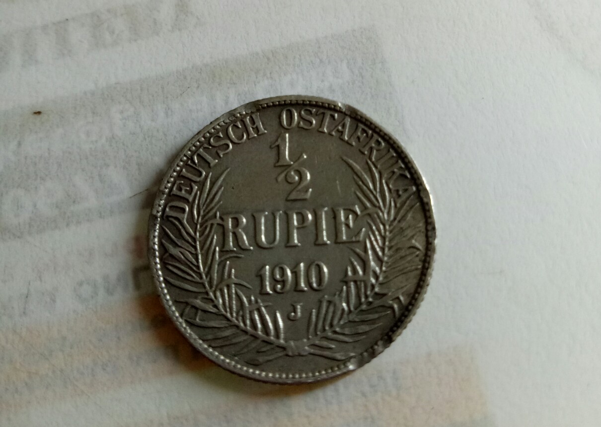 deutsch ostafrika half rupie 1910