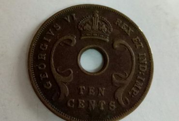 british east afrika ten cents 1945