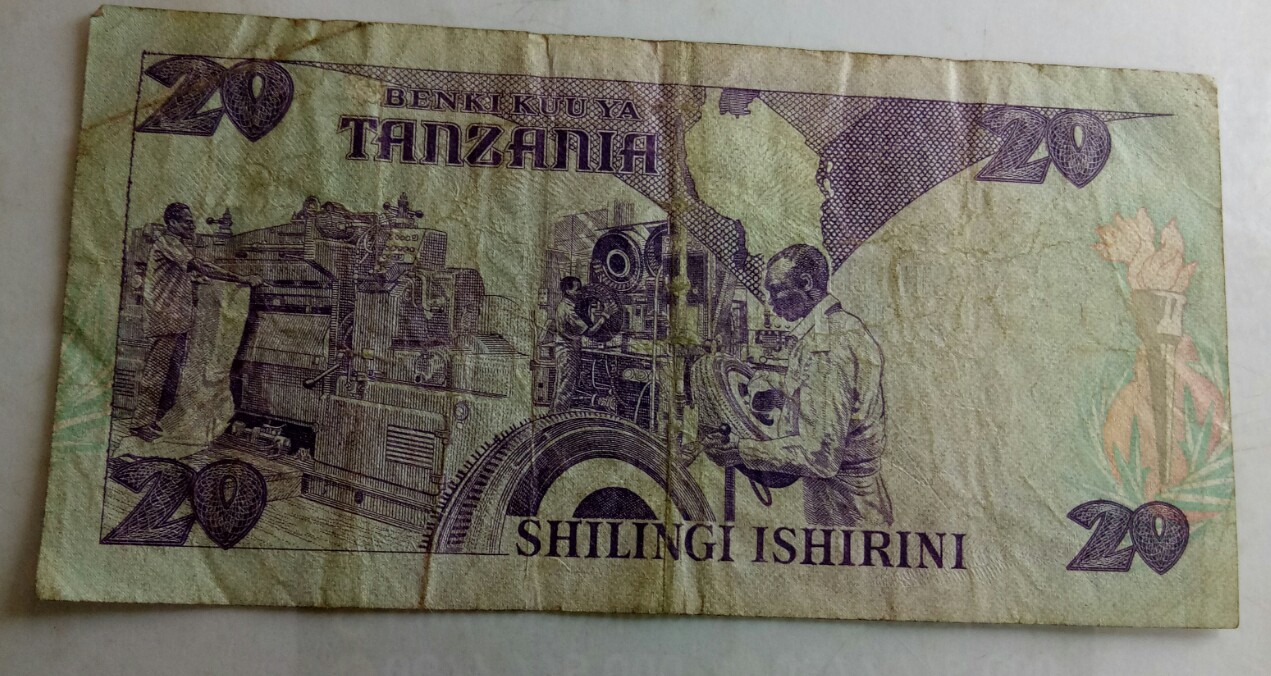 shilingi ishirini 20 benki kuu tanzania