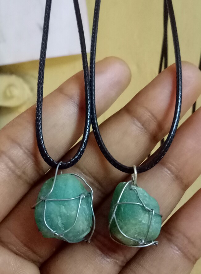 raw emerald pendants