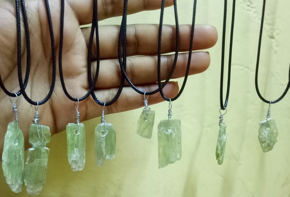 green kyanite pendants from tanzania