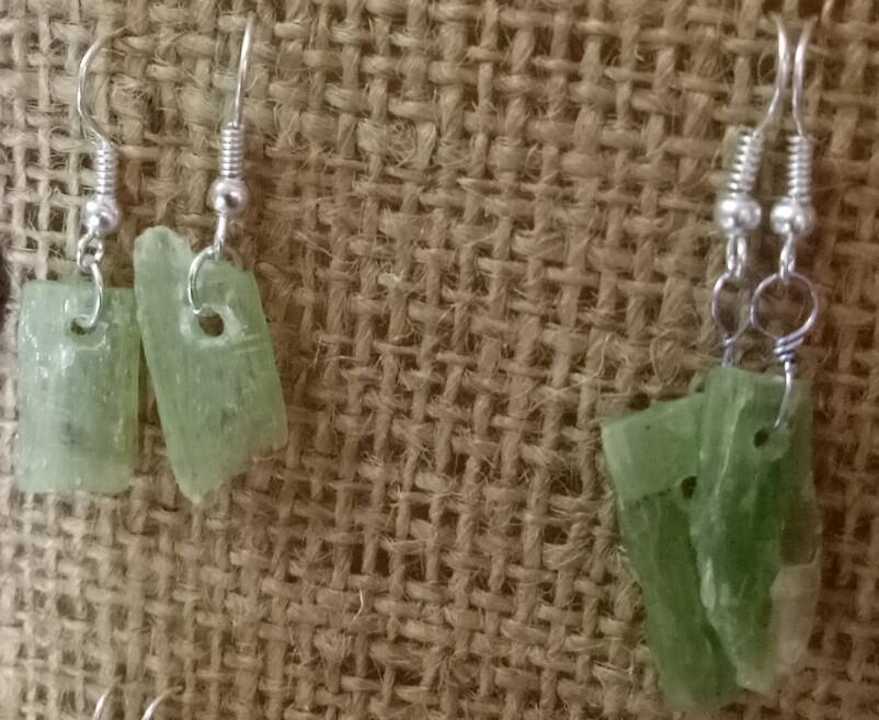 green kyanite earrings from tanzania