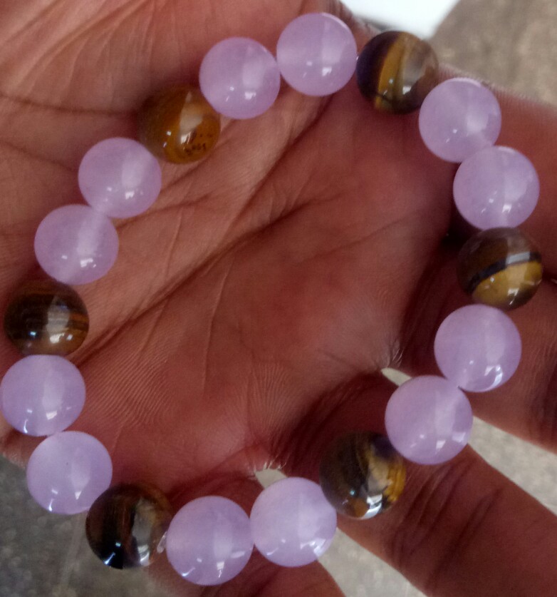 tiger eye with rose quartz bracelet