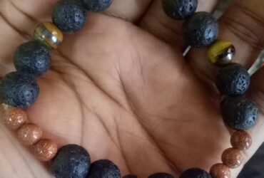 sandstone, tiger eye with lava stone bracelet