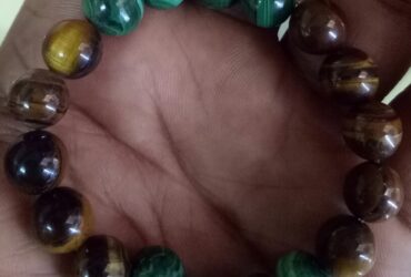 tiger eye with malachite bracelet
