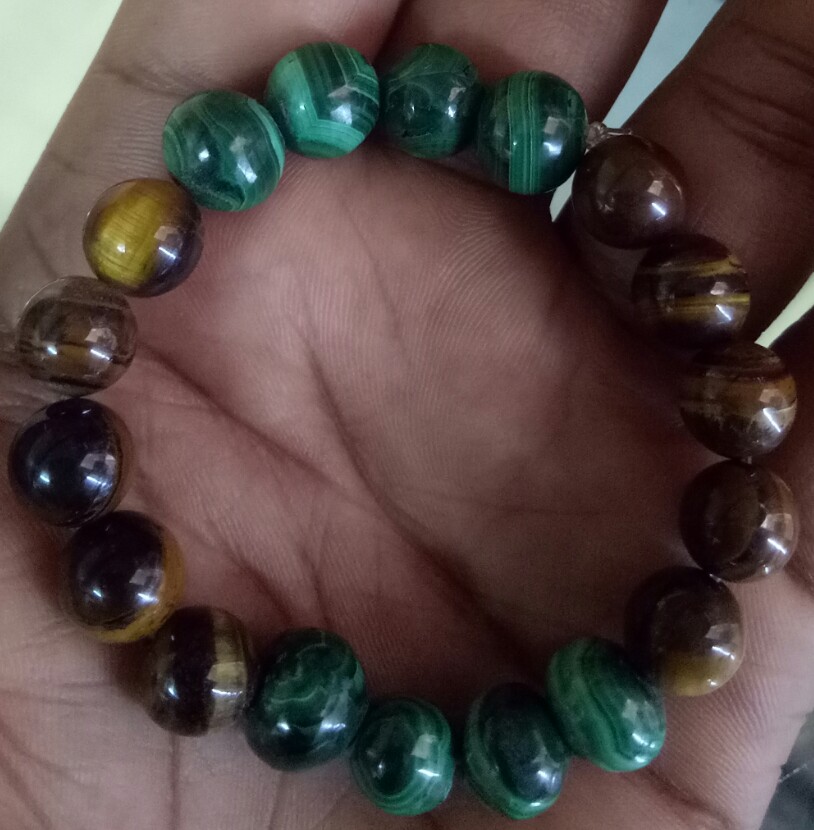 tiger eye with malachite bracelet
