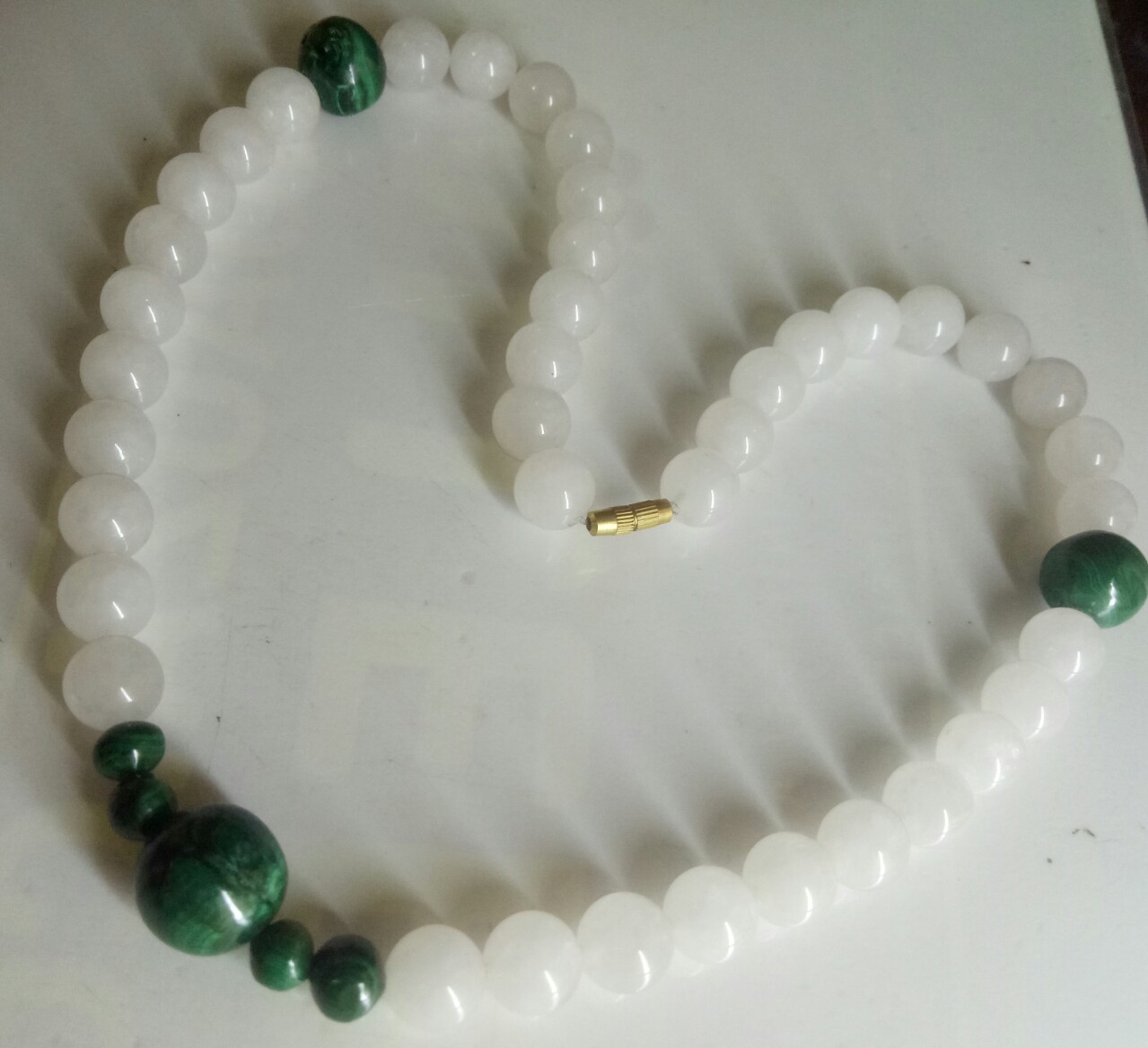 white quartz with malachite necklace tanzania